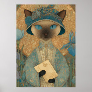 Elegante Siamkatze im Jugendstil  Poster