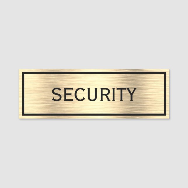 Elegante Sicherheit Schwarz und Gold Namensschild (Vorderseite)