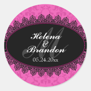 Elegante Siegel für Hochzeiten von Lace & Damask Runder Aufkleber