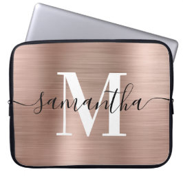 Elegante Signatur Moderne Monogram Rose Gold Foil Laptopschutzhülle