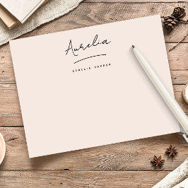Elegante Signatur Personalisiert Stationery Blush Mitteilungskarte