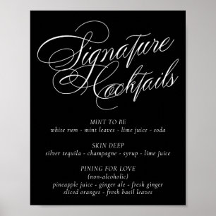 Elegante Signature Cocktail Drink Weiße Kalligraph Poster