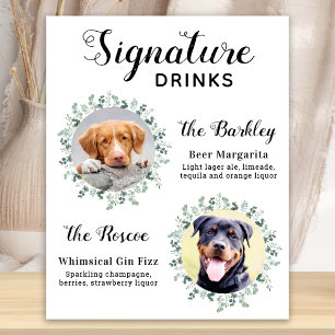 Elegante Signature-Drinks Haustier-Hochzeit Hund 2 Poster