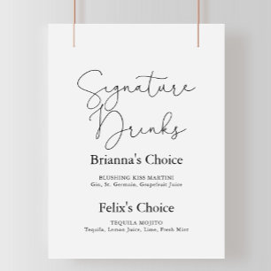 Elegante Signature-Drinks in einfacher Kalligrafie Poster