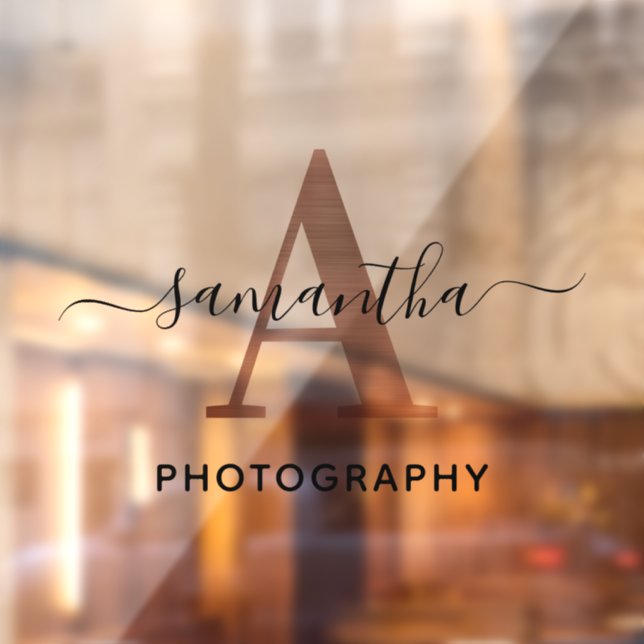 Elegante Signature-Rose Gold-A-Monogramm-Logo Fensteraufkleber (Blatt 2)