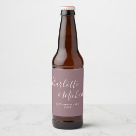Elegante Signature Script Mauve Wedding Bierflaschenetikett