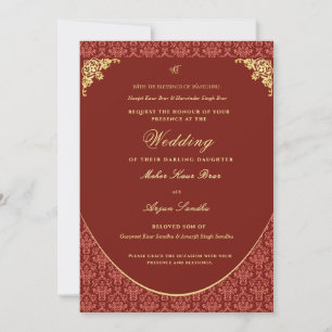 Elegante Sikh-Hochzeit   Punjabi-Hochzeit Einladung