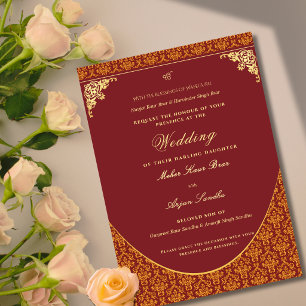 Elegante Sikh-Hochzeit Punjabi-Hochzeit Einladung