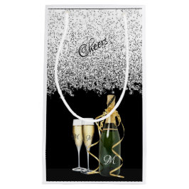 Elegante Silber Flasche und Gläser Kleine Geschenk Geschenktüte