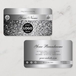 Elegante Silber Glitter Glanz Juwelen Logo Qualitä Visitenkarte