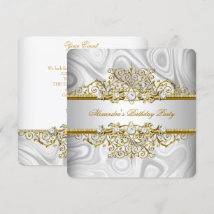 Elegante Silber Gold Spitze Diamant Geburtstagsfei Einladung
