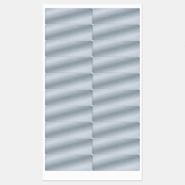 Elegante Silber-Imitate aus gebürstetem Metall Etiketten (Blatt)