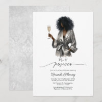 Elegante Silber-Satin-Pyjamas und Prosecco-Jungges