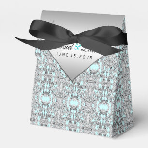 Elegante Silber- und Blaugrüne Hochzeit Geschenkschachtel