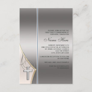 Elegante Silber-und Golderste Kommunions-Einladung Einladung