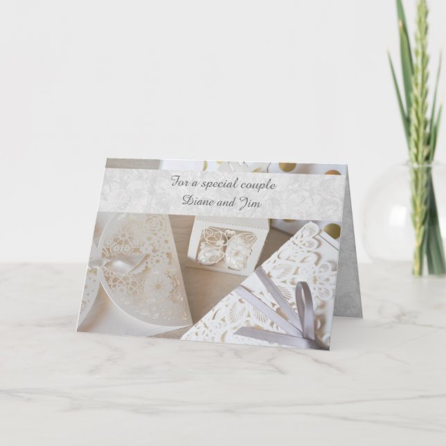 Elegante Silber- und White Wedding Day Grußkarte Karte (Vorderseite)