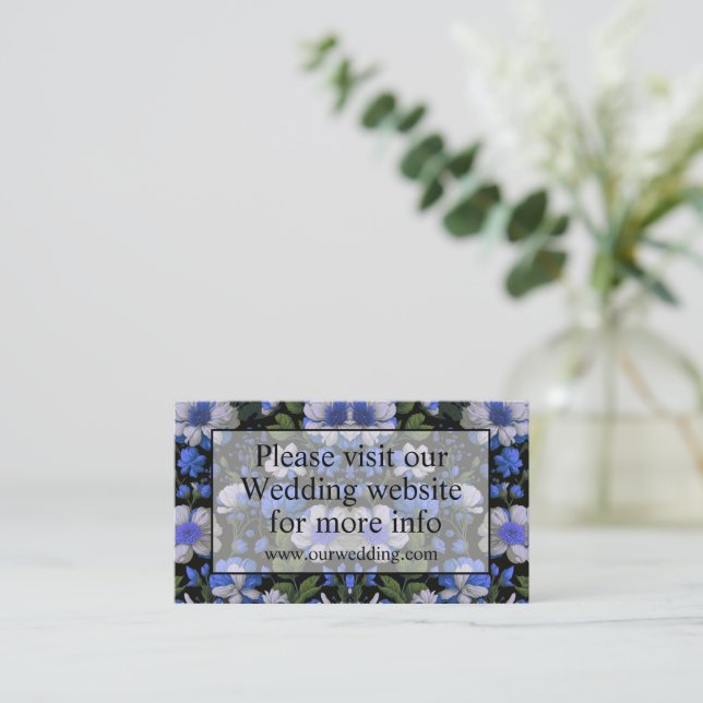Elegante silberblaue, elegante Retrofloralen Begleitkarte (Stehend Vorderseite)