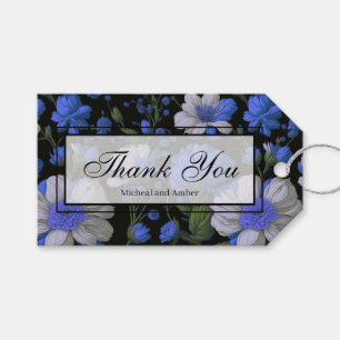 Elegante silberblaue, elegante Retrofloralen Geschenkanhänger