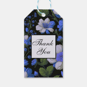 Elegante silberblaue, elegante Retrofloralen Geschenkanhänger