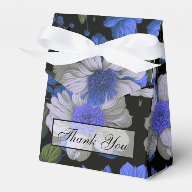 Elegante silberblaue, elegante Retrofloralen Geschenkschachtel (Vorderseite)
