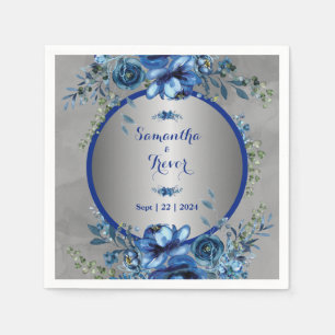 Elegante Silberblüten Hochzeit Serviette
