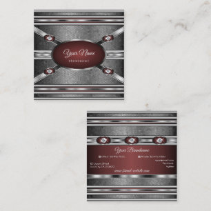 Elegante Silbereffekte Burgund mit Imitate Diamond Quadratische Visitenkarte