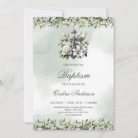 Elegante silberfarbene, kreuz-weiße Lilien Taufe
