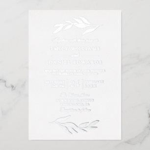 Elegante Silberfolie Leaf Moderne Hochzeit Folieneinladung