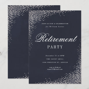 Elegante Silberfolie Schrift Ruhestandsparty Einladung
