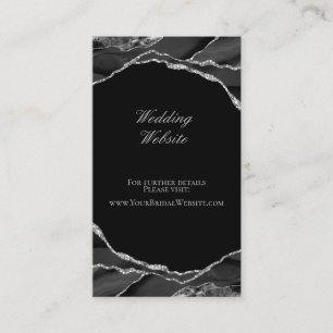Elegante Silberfolie Schwarze Achat Hochzeitswebsi Begleitkarte