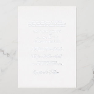 Elegante Silberfolien-Kalligrafie Formale Hochze Folieneinladung