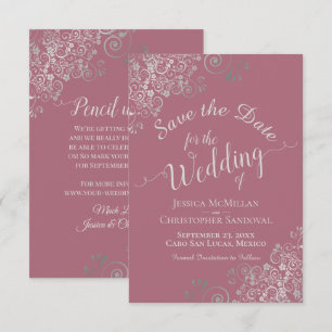 Elegante silbergraue Locken Braut Hochzeit in Dust Save The Date