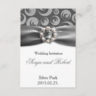 Elegante silbergraue Perlenband-Hochzeitskarte Einladung