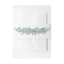 Elegante silbergrüne Eukalyptus-Hochzeits-Einladun Einladungsbanderole