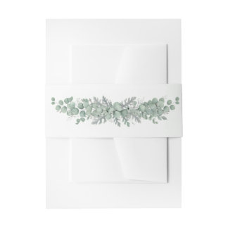 Elegante silbergrüne Eukalyptus-Hochzeits-Einladun Einladungsbanderole