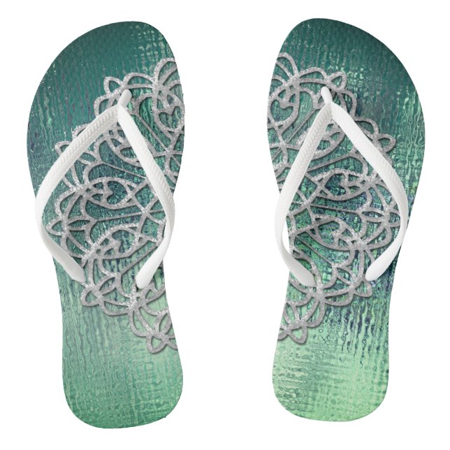 Elegante Silbermandala-Flip-Flops Flip Flops (Fußbett)