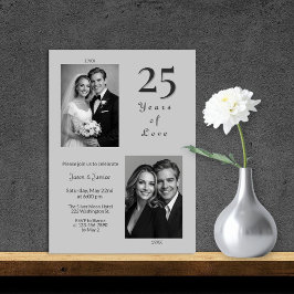 Elegante silberne 25. Hochzeitstag Einladung