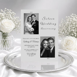 Elegante silberne 25. Hochzeitstag-Jubiläumseinlad Einladung