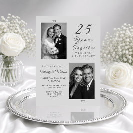 Elegante silberne 25 Jahre Zusammen Hochzeit Einladung