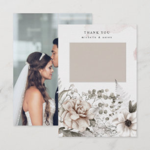 elegante silberne Blush-Blumen-Foto-Dankeskarten Dankeskarte