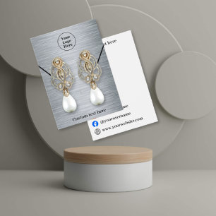 Elegante silberne Halskette Ohrringe Displaykarte