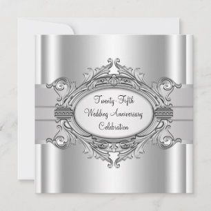 Elegante Silberne Hochzeit zum 25. Hochzeitstag Pa Einladung