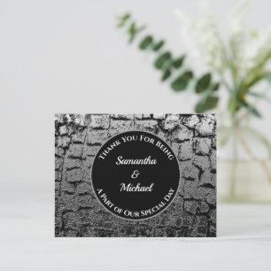 Elegante silberne Hochzeits-Dankeskarten für Gäste Postkarte
