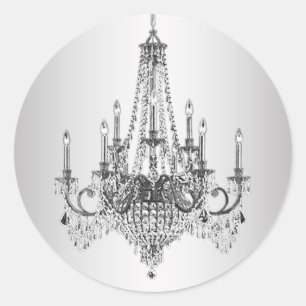 Elegante silberne Leuchter-Aufkleber Runder Aufkleber
