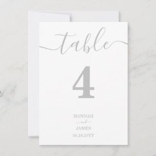 Elegante silberne minimalistische Hochzeitstisch-N Einladung