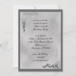 Elegante silberne Schriftrolle Art Deco Einladung