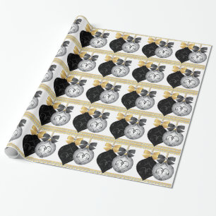 Elegante silberne schwarze und goldene Weihnachtsv Geschenkpapier