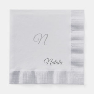 Elegante silberne, solide Farbe mit Monogramm Napk Serviette