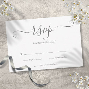 Elegante silberne Unterschriften-Schriftart RSVP-K RSVP Karte