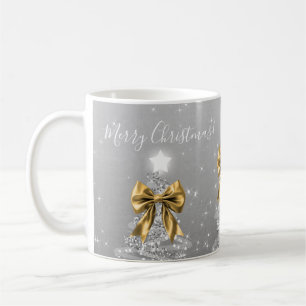 Elegante Silberne Weihnachtsbäume mit goldenen Sch Kaffeetasse
